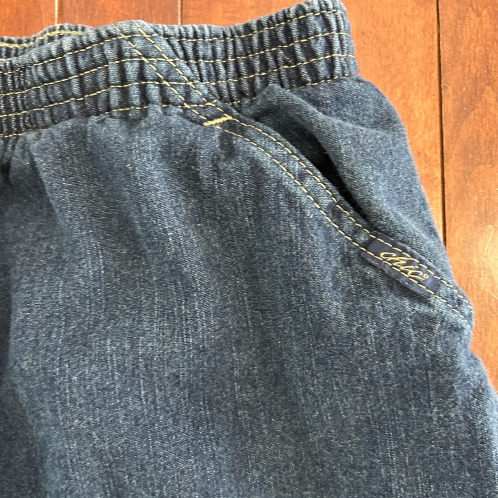Chic Dark Wash Elastic Waist Denim Pull On Pants Size 18 Petite - Picture 2 of 8